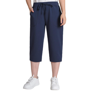 Weintee Women's Petite Capri Pants with Elastic Waist L