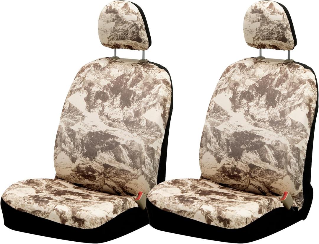 Car Seat Covers Set, Automotive Interior Cover, Premium Comfort Covers, Fitting Universal Front Seat Protectors, Various Style Color Combos for Cars Trucks SUV Trucks Jeeps (free size, Snow Mountain)
