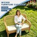 Wicker Chair Cushions 3 Piece Set, Outdoor Loveseat Wicker Cushions for Patio Furniture Settee, Waterproof Wicker Patio Furniture Loveseat Cushions, 1 Loveseat and 2 U-Shaped Cushions, Cream