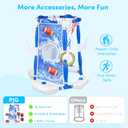 PJG Pool Basketball Hoop, 3-in-1 Floating Poolside Basketball Ring Game Football for Kids Ages 3-12, Outdoor Summer Swimming Pool Party Water Toy for Family Adults Boys Grils Birthday Gift (Blue)