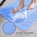 Bathtub and Shower Mats with Massage Brush, Non Slip Soft Bath Tub Mat with Suction Cups and Drain Holes for Bathroom Floor for Wet Areas, Quick Drying, 28x14 Inch, Blue