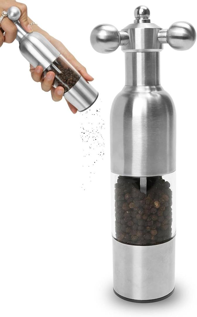 Salt and Pepper Grinder, Salt and Pepper Shaker Pepper Mill, Adjustable Stainless Steel Salt Grinder or Pepper Grinder for Home and kitchen Appliances, Birthday Gifts for Women (Tall Size)