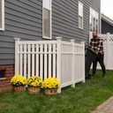 4ft H x 3.3ft W x 3.5ft L (3 Panels) No Dig Enclo Hartford White Vinyl Privacy Screen, Privacy Fence Panels for Outside, Great Air Conditioner Fence, Outdoor Privacy Screen to Hide Trash Can, EC18016