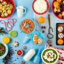 210-Piece Disposable Light Blue Paper Plates Party Supplies - Party Plates, Cups, And Napkins Sets, Light Blue Plastic Silverware, Serves 30 People