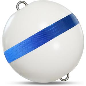 Boat Mooring Buoy Ball Mooring Buoy Float with Reflective Blue Stripe for Protection,Illuminated Buoy to Moor Boat Secure&Enhance Visibility 18 White