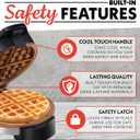 Gourmia Belgian Waffle Maker Compact Design with Upright Storage, Adjustable Browning, and Easy-Clean Nonstick Ceramic Plates, Stainless Steel
