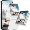 FABSPARK Case for Samsung Galaxy Z Flip 6 Built-in Screen Protector,Hinge Protection,Crystal Clear Transparent Anti-Yellow Slim Fit Acrylic Hard PC for Samsung Z Flip 6 Case,Clear