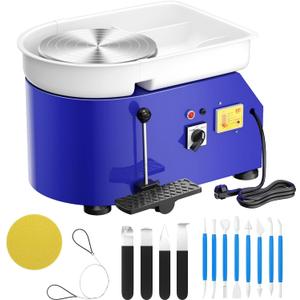 Pottery Wheel Pottery Forming Machine 25CM 350W Electric Pottery Wheel with Foot Pedal DIY Clay Tool Ceramic Machine Work Clay Art Craft (Blue)