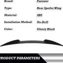 Rear Spoiler Wing Fit for Kia Stinger 2018-2023 Gloss Black Spoiler