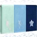 3 Pcs Beach Hand Towels for Bathroom Summer Ocean Coastal Kitchen Towels 29.5 x 13.8'' Nautical Cotton Embroidered Decorative Soft Absorbent Bath Towel Gift Kitchen Decor