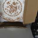Dinner Plates Set of 6, Ceramic Kitchen Plates Microwave Safe Plates, 10.5 Inch Porcelain Dinner Plates Floral, Brown
