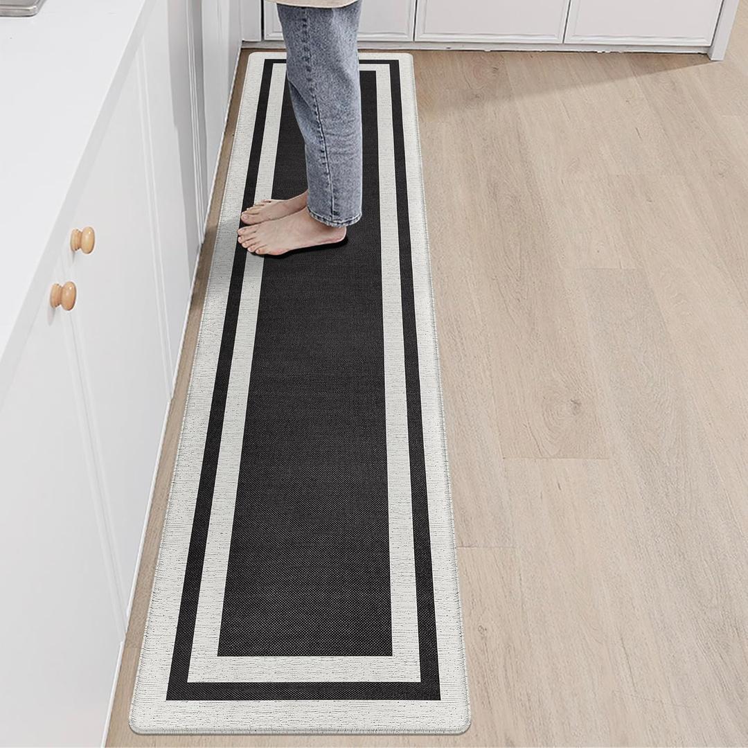Anti Fatigue Kitchen Mat Long Kitchen Mats for Floor Non Slip Waterproof Kitchen Rug Kitchen Runner Kitchen Floor Mats Cushioned Anti Fatigue for Kitchen Sink Office Laundry 17.3" x 70.8" Black