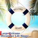 Vercraft 2 Pcs Lifebuoy Wall Hanging Decor Large Life Preserver Ring Decorative Welcome Aboard Mediterranean Style Decoration Nautical Pool Safety Ring, 20"