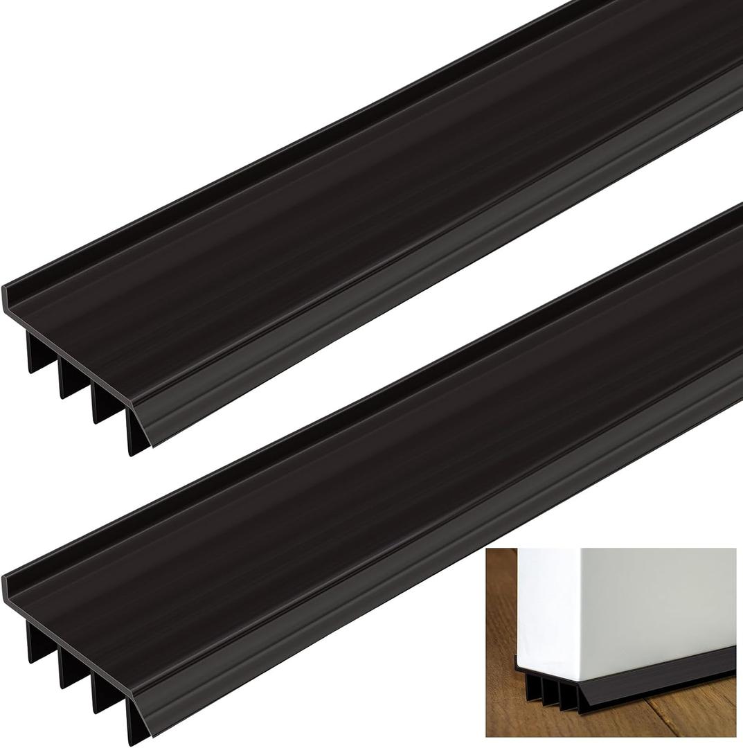 2 Pcs 4 Feet Black Vinyl Door Bottom Adjustable Weatherstrip Door Bottom with Drip Cap Weatherproof Under Doors Seal for Gaps from 1/4'' to 9/16'' for 1 3/4'' to 2'' Thick Doors