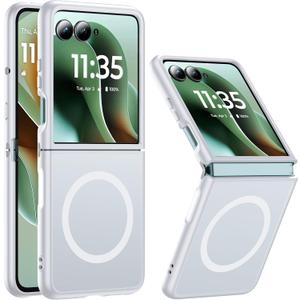 NO.1 Magnetic for Motorola Razr Ultra 2025 Case Compatible with MagSafe[Military Shockproof][Translucent Matte][Anti-Fingerprint] Soft Silicone Bumper for Moto Razr Ultra 2025 Case Slim,White