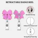 2 Pack Pink Bow Badge Reels, Cute Badge Reels Retractable with 360 Rotation, Nurse Badge Reel, Pink Badge Clip with Alligator Clip, ID Badge Holder for Nurses, Medical Worker, Nursing Student, Teacher