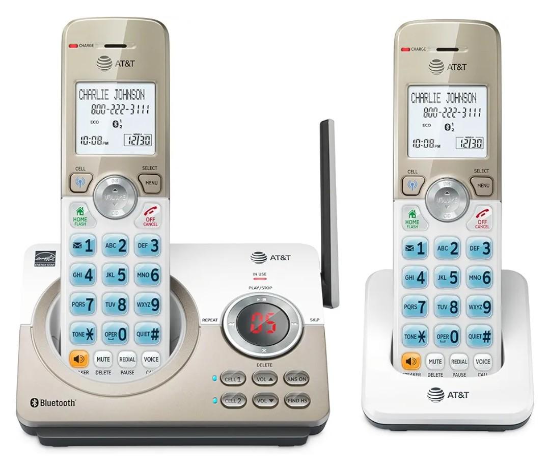 AT&T DL72219 DECT 6.0 2-Handset Cordless Phone for Home with Connect to Cell, Call Blocking, 1.8" Backlit Screen, Big Buttons, Intercom, and Unsurpassed Range