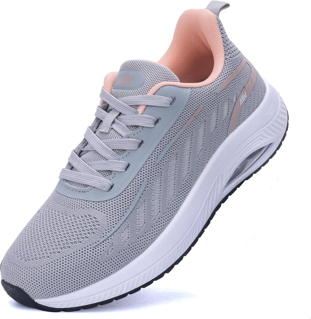 IIV Womens Walking Shoes with Arch Support Plantar Fasciitis Sneakers Women Orthotic Tennis Shoes for Workout (8.5, Greypink)