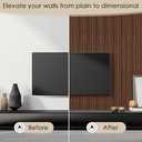 8-Pack Faux Wood Wall Panels  3D Slat Paneling for Interior Dcor, 48.2" x 6.3", Modern Wall Cladding for Living Room, Bedroom, Office  Walnut Finish