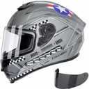 TRIANGLE Motorcycle Helmet for Adults, Full Face Motorcycle Helmet with Tinted and Clear Visor Meet Dot Approved