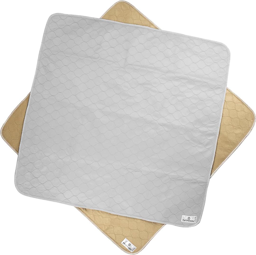 Pet Parents Pawtect Pads Washable Pee Pads for Dogs (2pack) of Premium Dog Pee Pads, Waterproof Puppy Pads & Reusable Dog Pads, Whelping Pads & Modern Pee Pads for Dogs (Tan/Grey, 41x41)
