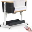 Electric Bassinet Baby Cradle 3 Rocking Motion, 3 in 1 Baby Bassinets for Newborn with 5 Heights Adjustable, Girl/boy Automatic Rolling Bedside Sleeper, Black