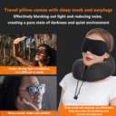 MLVOC Neck Pillow for Traveling, Upgraded 100% Pure Memory Foam Travel Neck Pillow for Airplane Flight Sleep, Breathable & Machine Washable Cover, Travel Kit with 3D Eye Mask, Earplugs & Bag, Black
