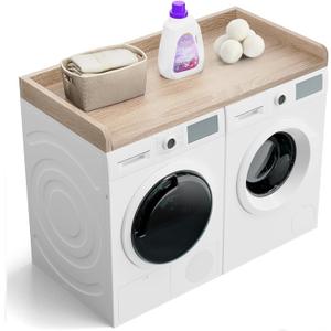 Washer Dryer Countertop, 27.5" Depth x 54" Width, Washer Dryer Wood Top for Laundry Room Organization, Melamine Countertop with Edge Rails