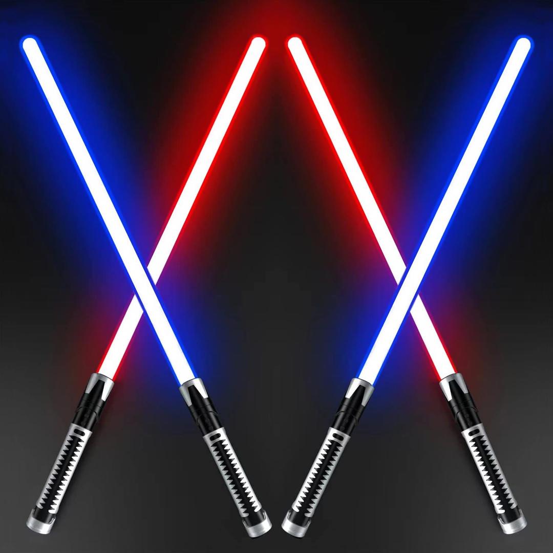 Light up Sword Saber 4-Pack - Color-Changing LED Blades with Sound Effects, Light Up Saber, Light Saber, Safe Dueling Set Gift for Boys & Girls