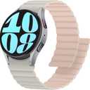 Anlinser Magnetic Bands Compatible with Samsung Galaxy Watch 7/6/5/4/FE Band 44mm 40mm, Galaxy Watch 6 Classic 47mm 43mm/5 Pro 45mm, Waterproof Sport Strap for Women Men, Starlight/Pink