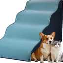 Dog Stairs for Small Dogs 19.7”H,Cowhide-Pattern Flocking Fabric,with Cushioning Support Layer,4-Step Dog Steps for High Bed,Couch,Sofa and Chair,Non-Slip Balanced Pet Ramp Indoor, Green