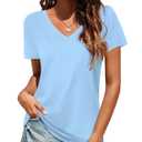 Elesomo Women Shirts V Neck Short/Long Sleeve Cotton Tops T-Shirt Basic Tees Size XS