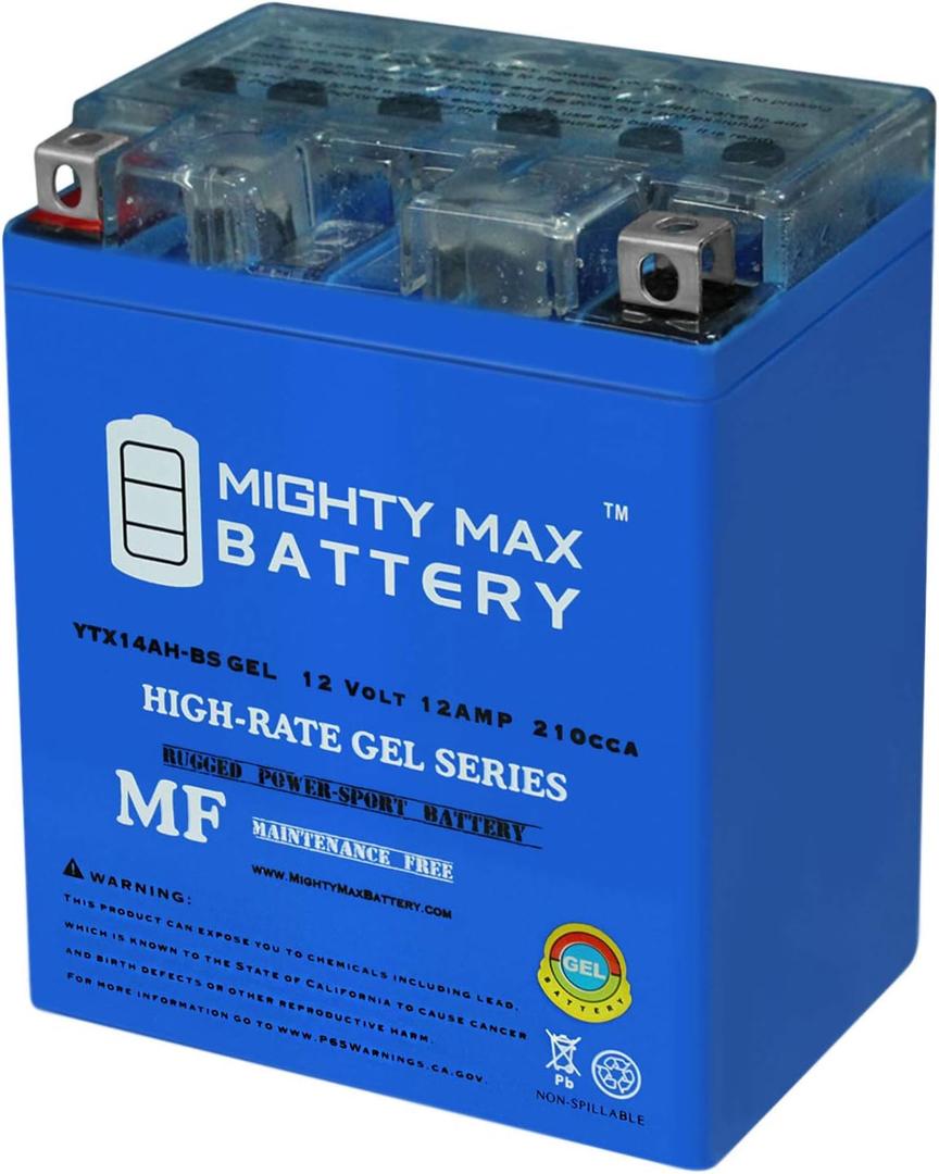 Mighty Max Battery YTX14AH-BS GEL 12V 12Ah Battery for Polaris 500 All Models 1999-2012