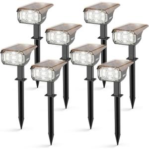 Solar Spot Lights Outdoor,40 LEDs Solar Outdoor Waterproof Landscape Lights with 3 Light Modes, Solar Powered Garden Yard Wall Lights Auto On,Off for Patio 8 Pack (Cool White)
