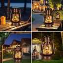 Solar Lantern Outdoor Hanging Vintage LED Waterproof Camping Light with Beautiful Graphics Landscape Decor for Yard,Patio,Porch,Lawn,Tabletop(Butterfly)