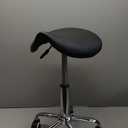 KKTONER Rolling Saddle Stool PU Leather Swivel Adjustable Rolling Stool with Wheels Salon Chair Black