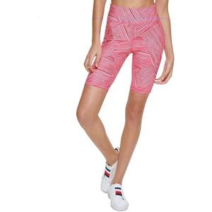 Medium Tommy Hilfiger Sport Womens Printed High Rise Compression Bike Shorts (Lush Pink)