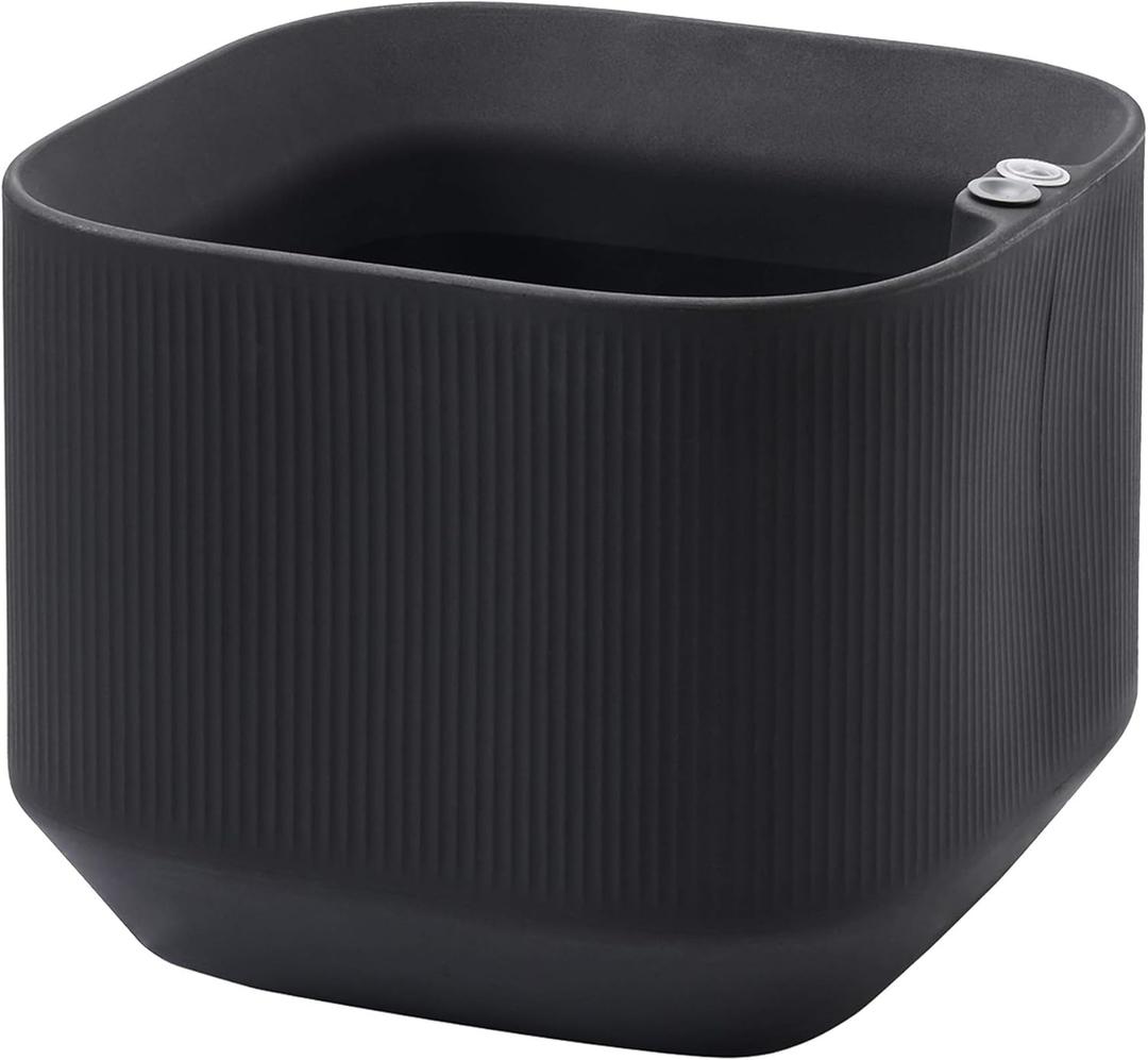 Crescent Garden Modular Trough Planter Box, Self-Watering Pot for Indoor and Outdoor Plants, Modern Planter (Caviar Black) (20"x20"x16")