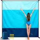 OCOOPA Extra Large Beach Blanket, Sand Free, Large Oversized Camping Mat, Comfortable Parachute Nylon, Cozy& Chic, Compact& Light, 4 Stakes&1 Travel Bag, S09 (Aqua Blue)