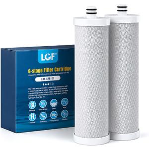 LCF Replacement Filter, Compatible with LCF-CF-01, Waterdrop Filter Replacement for WD-CTF-01 & WD-CTF-02 Systems, Replaces WD-CFF-01, 6-Stage,   Enhanced, 16,000 Gallons, 2-Pack