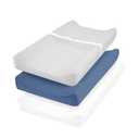 david's Kids 3 Pack Changing Pad Cover Set, Ultra Soft Breathable Cozy Microfiber Diaper Change Table Sheets for Baby Boys Girls Netural, Fit Most Changing Pads, White & Light Grey & Navy Blue