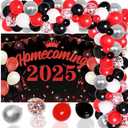 Kreatwow Homecoming Party Decorations Black and Red Homecoming 2025 Backdrop Welcome Home Decoration Balloon Garland Back to School Hoco Dance Party Supply for First Day of School