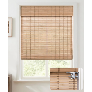 UNISHADES Blackout Cordless Bamboo Roman Shades 30 3/4×64 in Papara Carbon