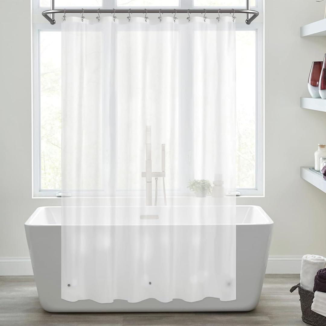 Mrs Awesome Extra Long Shower Curtain Liner with 3 Magnets, Long Frosted PEVA Plastic Shower Curtain for Bathroom Lightweight & Waterproof, 72 x 84, Frost