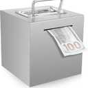 Metal Piggy Bank for Adult, 6 Inch Large Cube Stainless Steel Piggy Bank Safe for Cash Coin, Reusable Money Saving Box, Openable