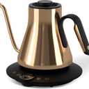 Cocinare Gooseneck Electric Kettle, 1F Precise Temperature Control, 1500W Fast Heating, Pour Over Coffee & Tea Kettle with Brew Timer & Keep Warm, Stainless Steel, 0.9L (Gustav Gold)