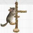 BNOSDM 4-Tier Spiral Chinchilla Climbing Toys, Chinchilla Ledges & Platforms with Side Perch, Natural Prickly Ash Wood Paw Grinding Stand for Cage, Ideal for Sugar Glider, Squirrel, Rat, Gerbil