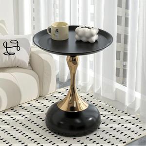 Elegant Modern Side Table - Featuring a Unique Hourglass Design, Ideal for use in Living Rooms, cafes, Dining Rooms, bedrooms, and Outdoors - a Fashionable Decoration (1, Black)