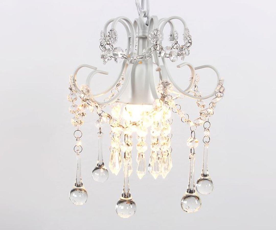 Mini Style Crystal Chandelier Pendant Light White