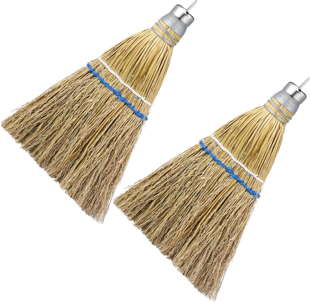 Suclain 2 Pcs 12 Inch Corn Whisk Broom Mini Corn Halloween Short Handle Hand Broom with Metal Hanger for Multi Surface Sweeping Small Hand Brush for Outdoor Car Porch Debris Dust Dirt